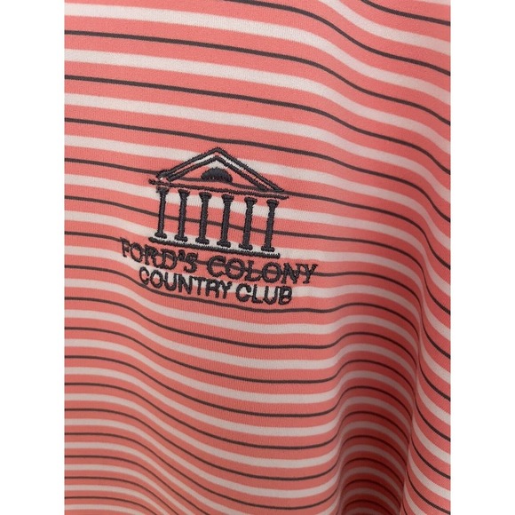 FootJoy Fords Colony Country Club Pink White Stripe Polo Golf Shirt Mens XL - Picture 2 of 7